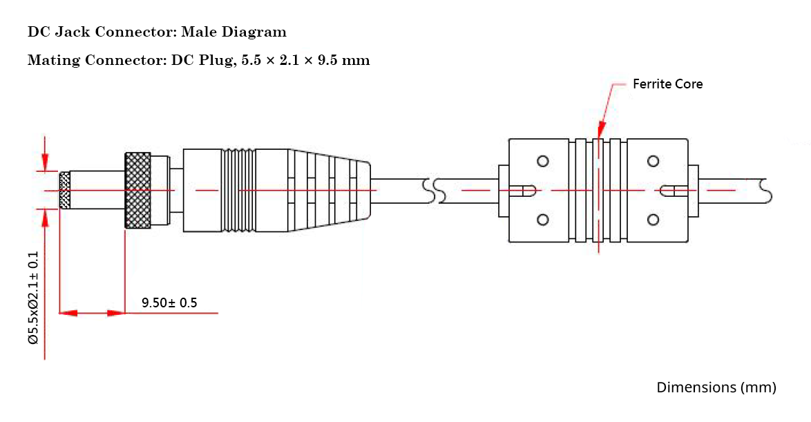 DC Jack Connector: Male Diagram